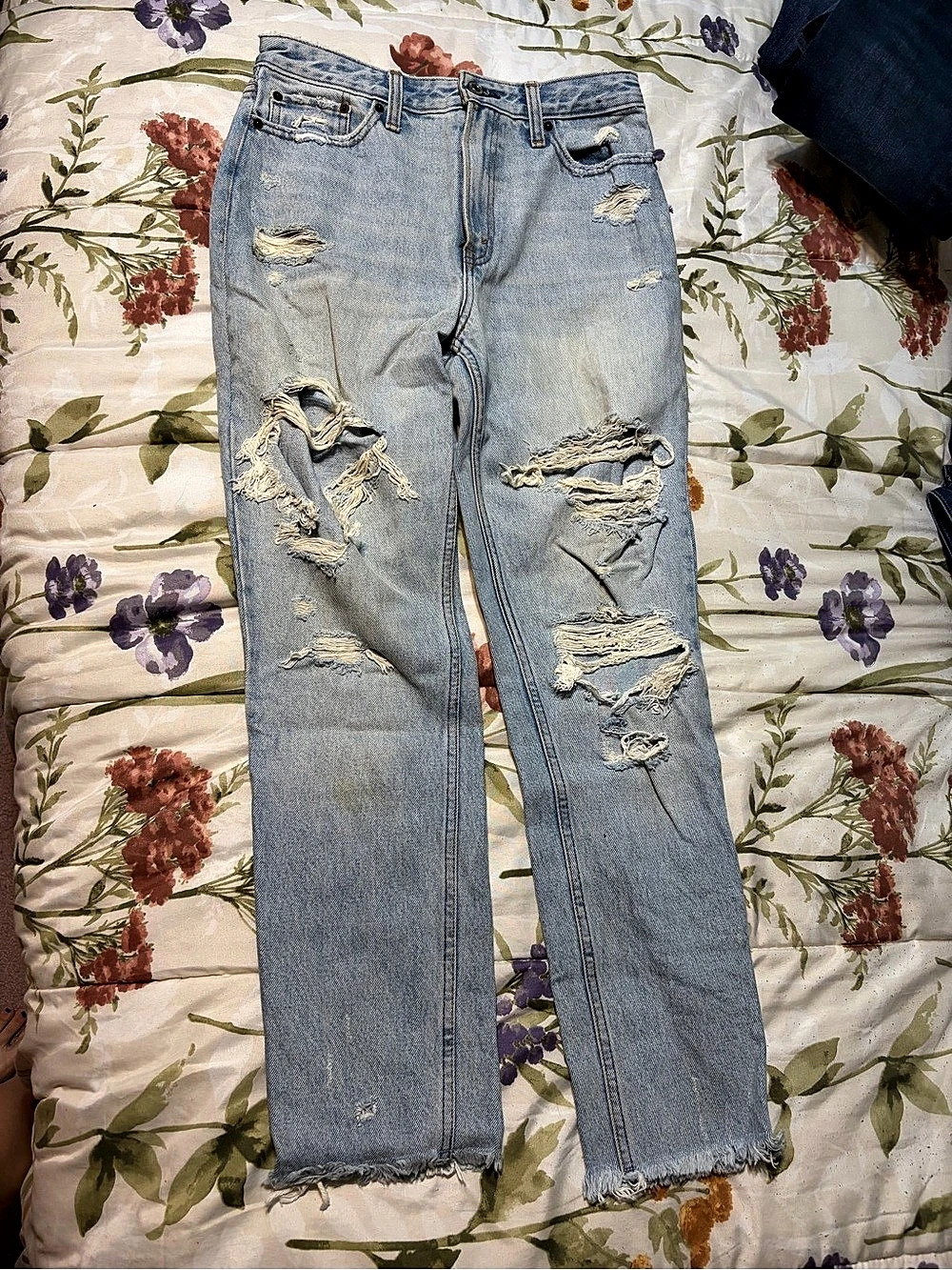 Abercrombie & Fitch Ankle High Rise Girlfriend Distressed Jeans size 27 or 4L